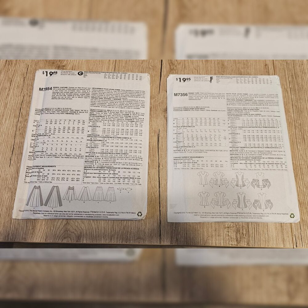 McCall's M7854 M7356 Women's Size 6-14 Shirt and Costume Patterns Uncut - Picture 2 of 2